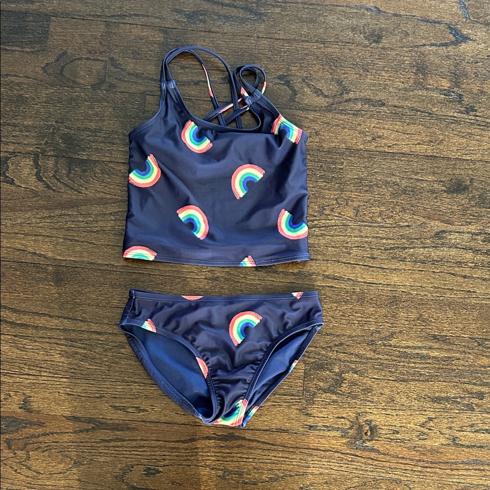 GAP Kids Girls Navy Rainbow Tankini Set Size Large